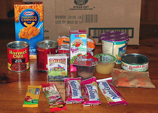photo of canned, boxed and packaged food