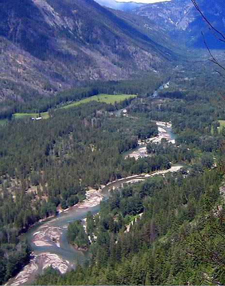 Aerial view of upper Methow River Valley