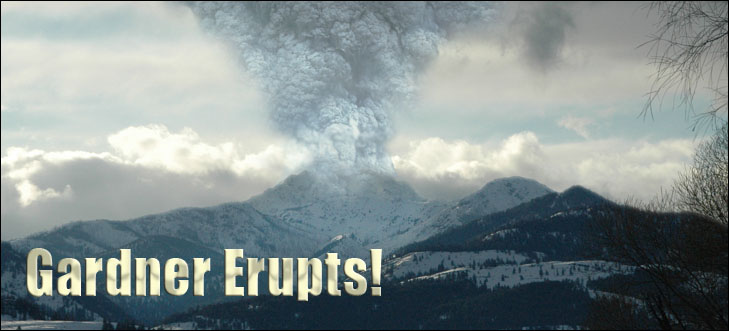 gardner erupts - image of mount gardner spewing large ash cloud